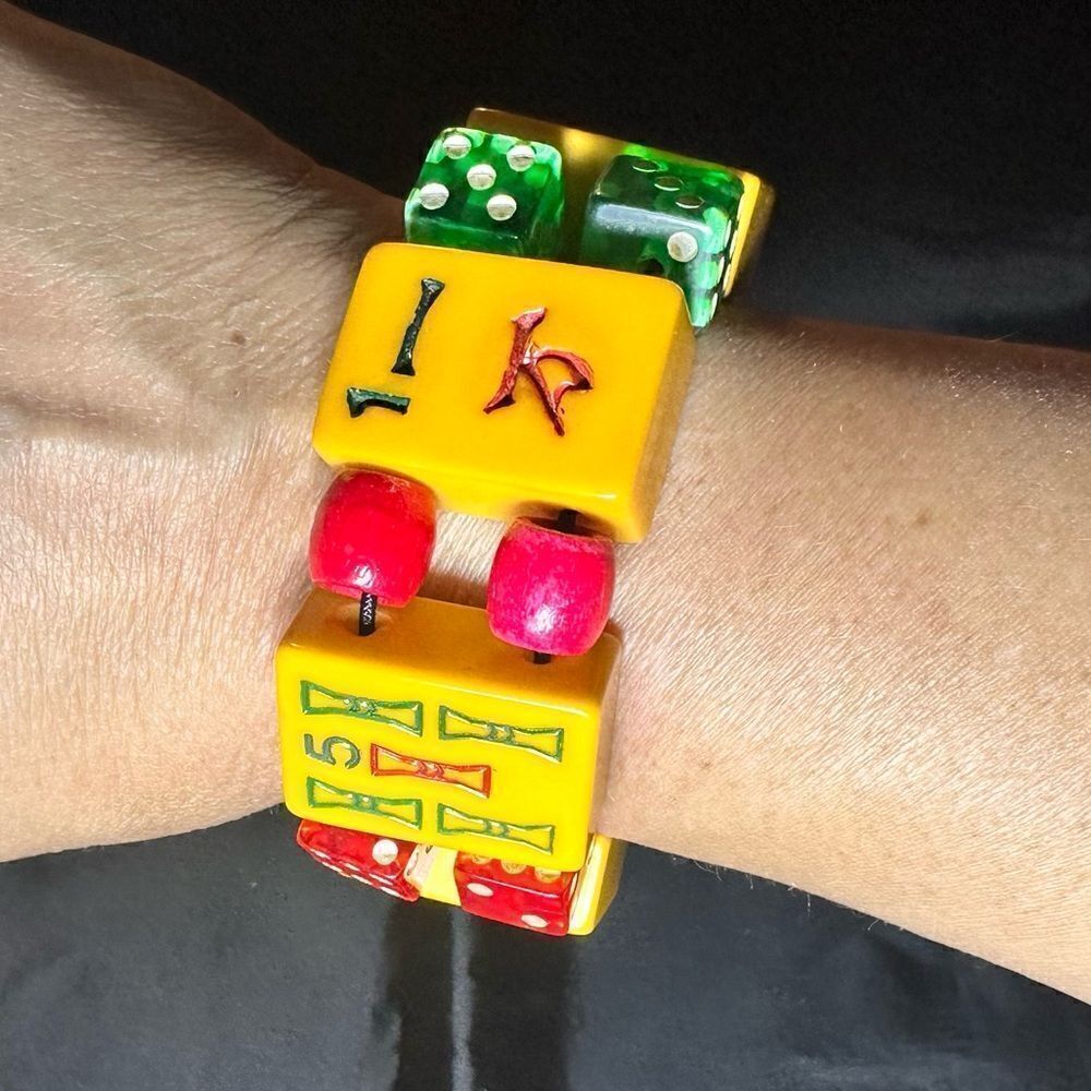 Vintage 40/50s Mah jong Butterscotch Bakelite statement bracelet